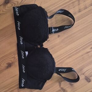 Aeropostale Black Lace Bra with Logo Straps